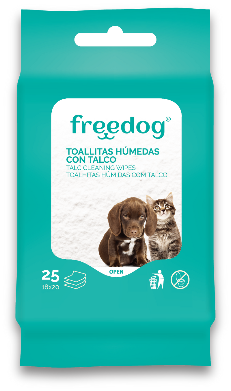 FREEDOG Toallitas húmedas con talco