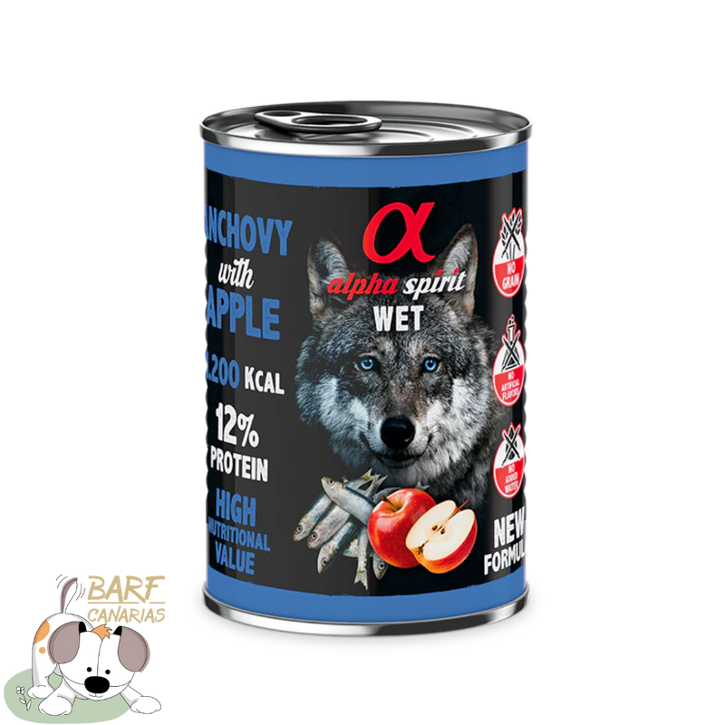Alfa Spirit Anchoa y Manzana Roja 400gr |Barf Canarias|