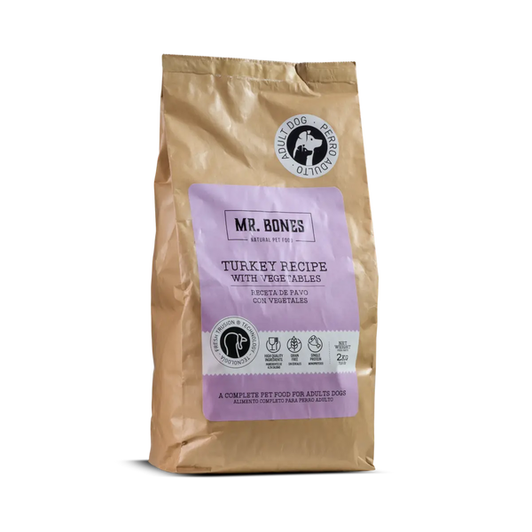 MR.BONES Pienso para perros sin cereales – Receta de Pavo con Vegetales 2KG