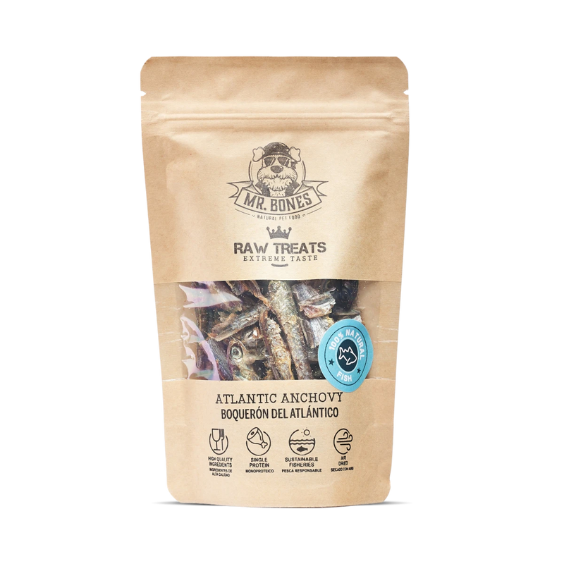 MR.BONES Raw Treats Boquerón – Snack natural para perro y gato
