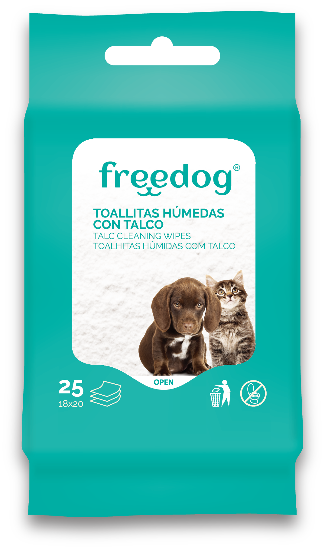 FREEDOG Toallitas húmedas con talco