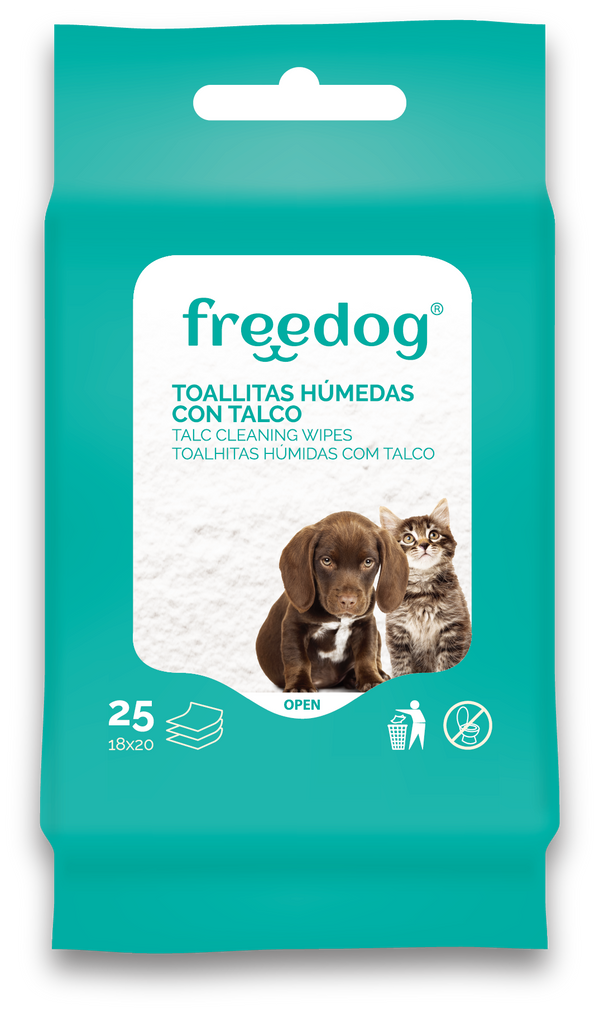 FREEDOG Toallitas húmedas con talco