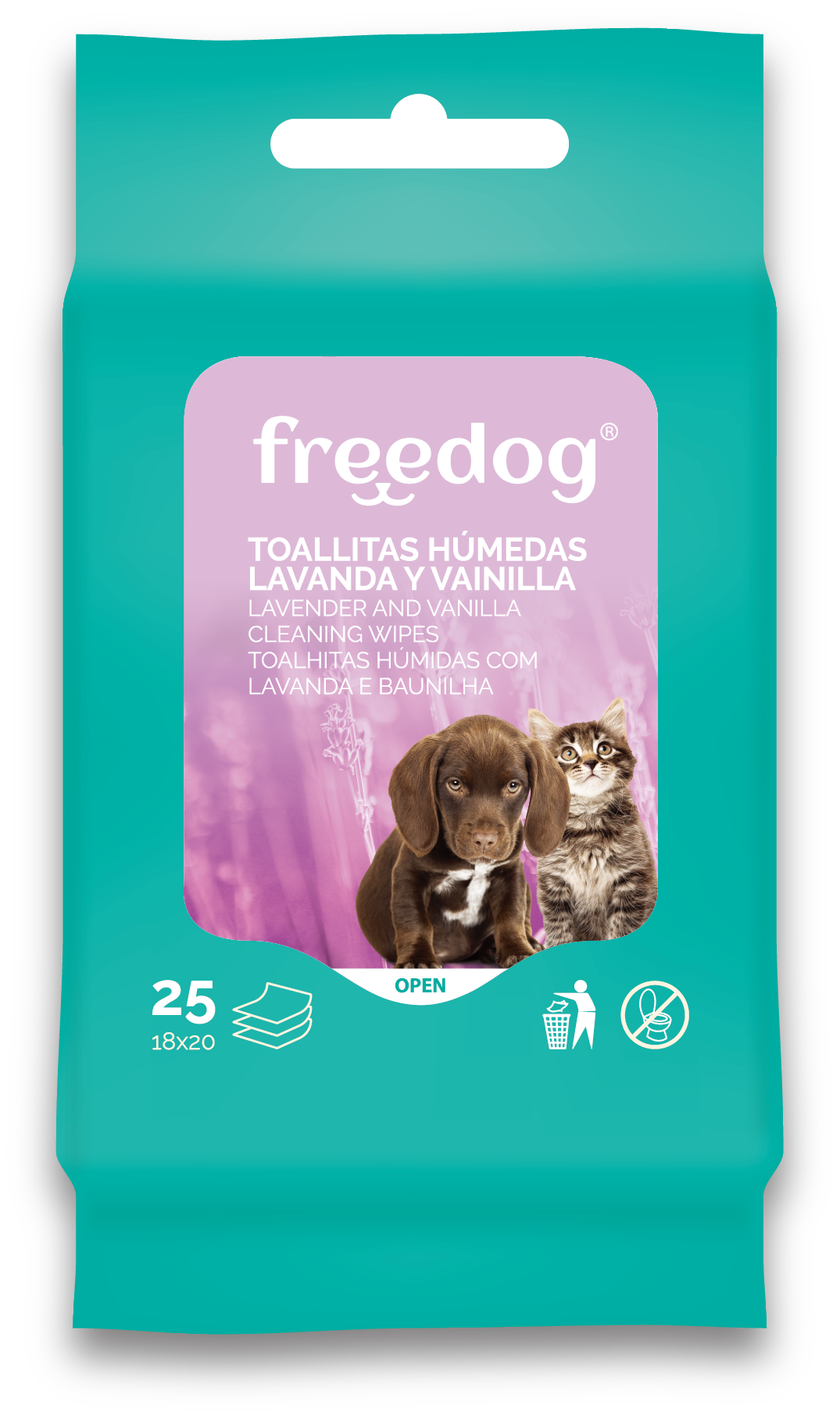 FREEDOG Toallitas húmedas lavanda y vainilla