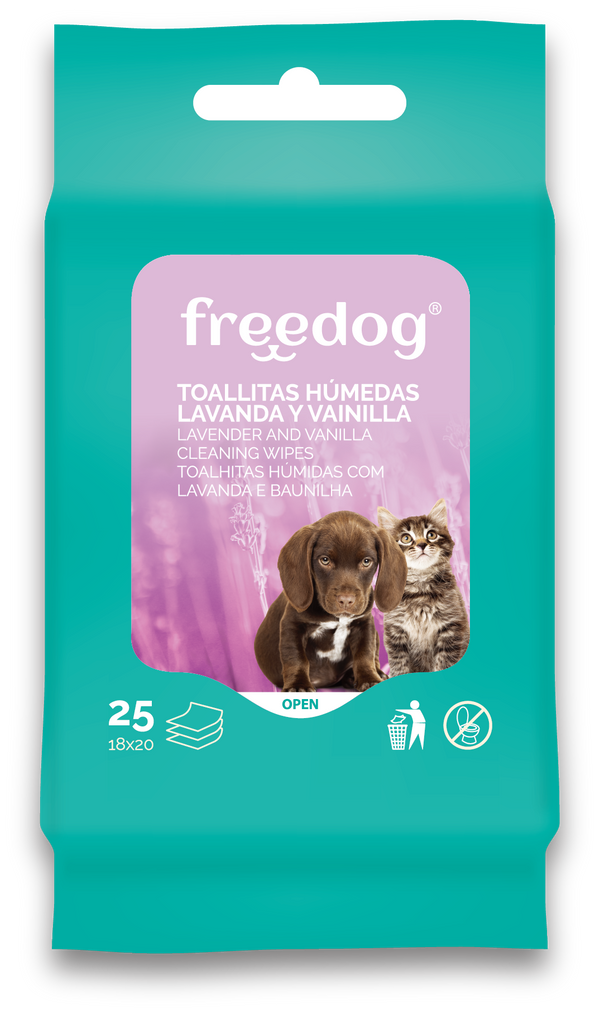 FREEDOG Toallitas húmedas lavanda y vainilla