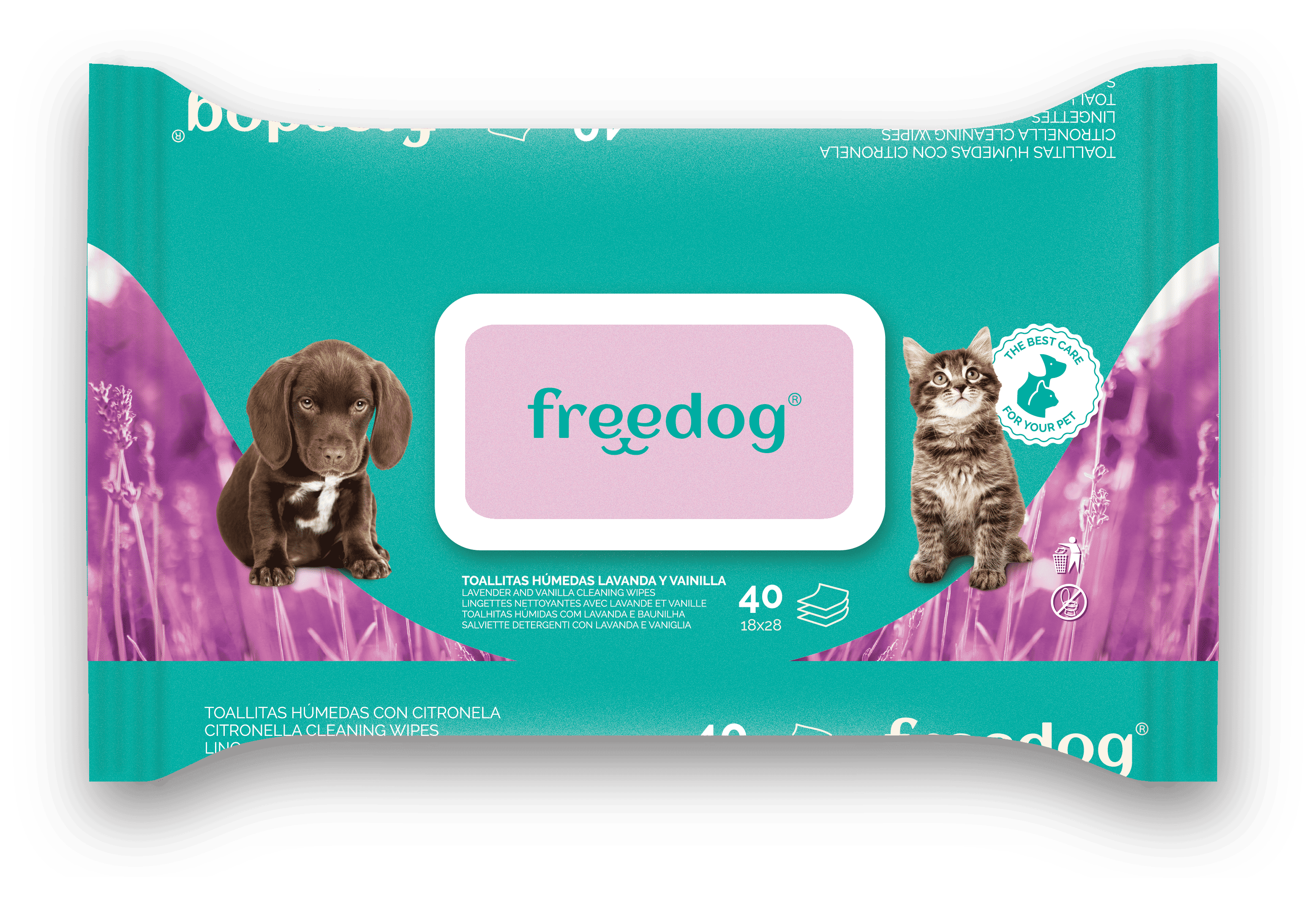 FREEDOG Toallitas húmedas Lavanda y Vainilla