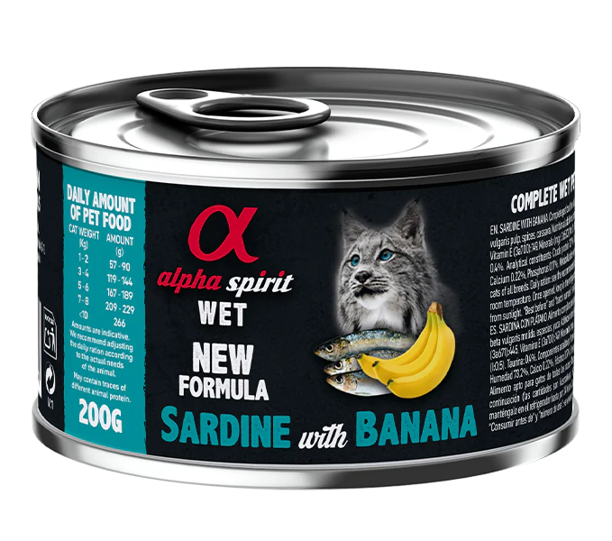 Alpha spirit pate sardina con platano gatos