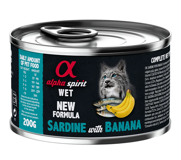 Alpha spirit pate sardina con platano gatos