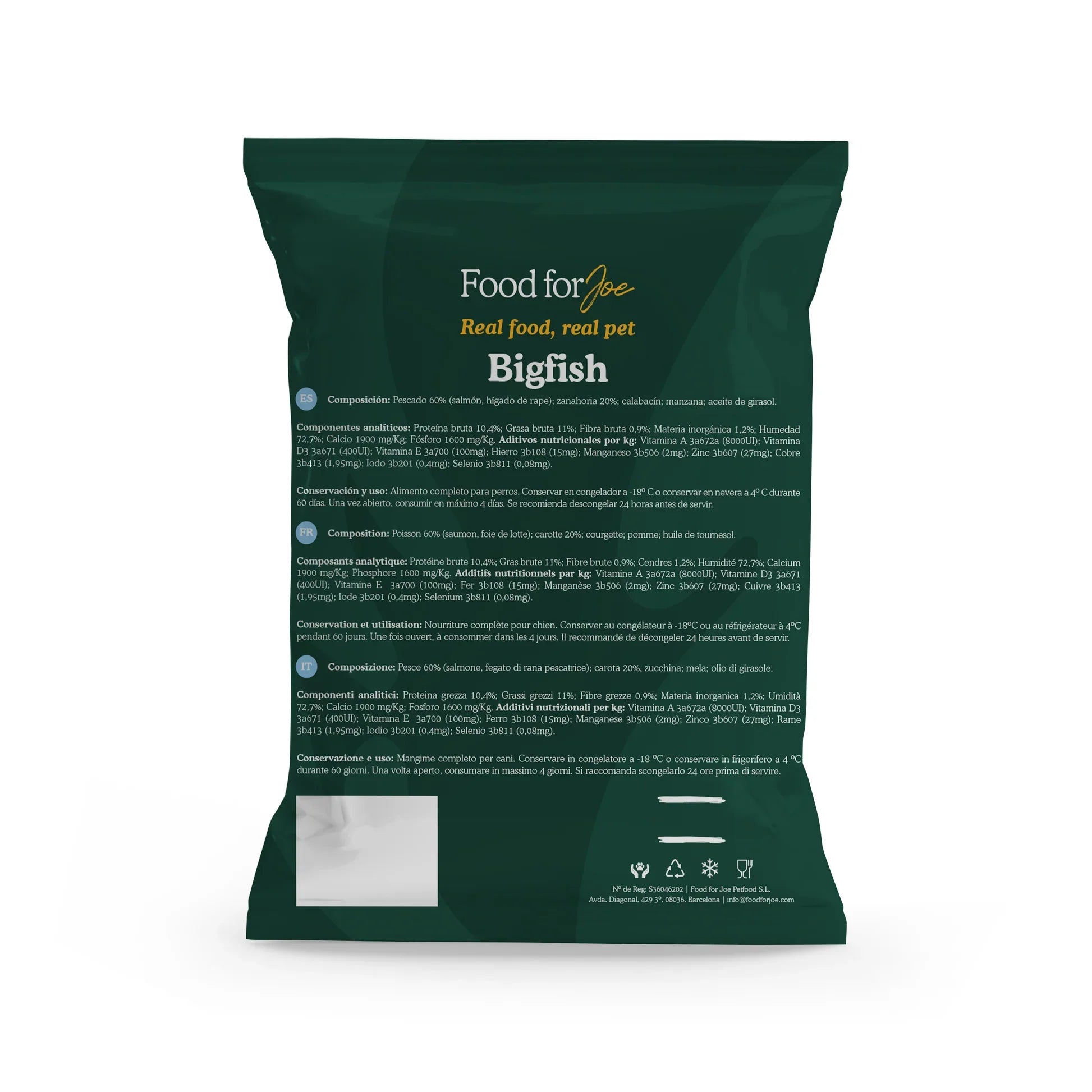Food For Joe Bigfish - menú de pescado para perros 400 g