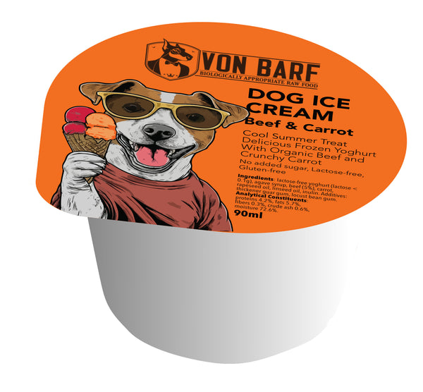 VON BARF Helado para perros de ternera y zanahoria 90 ml