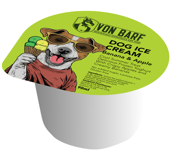 VON BARF Helado para perros  plátano y manzana 90 ml