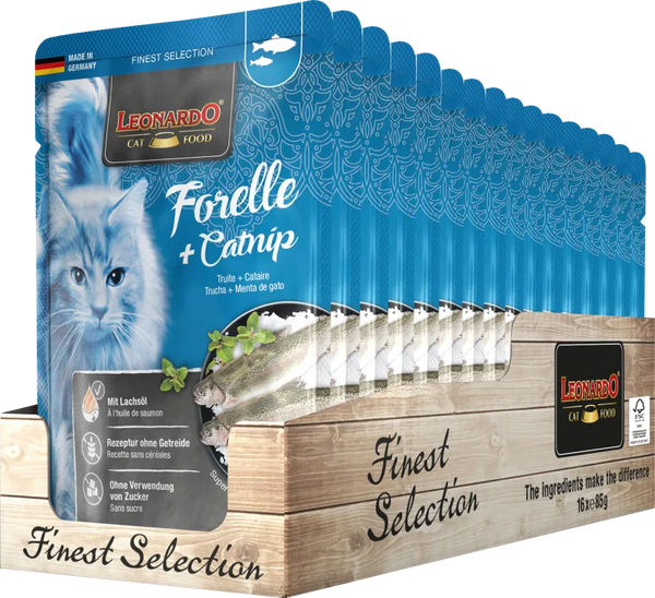 LEONARDO cat food Pate de Trucha y Menta de gato 85gr - Para Gatos