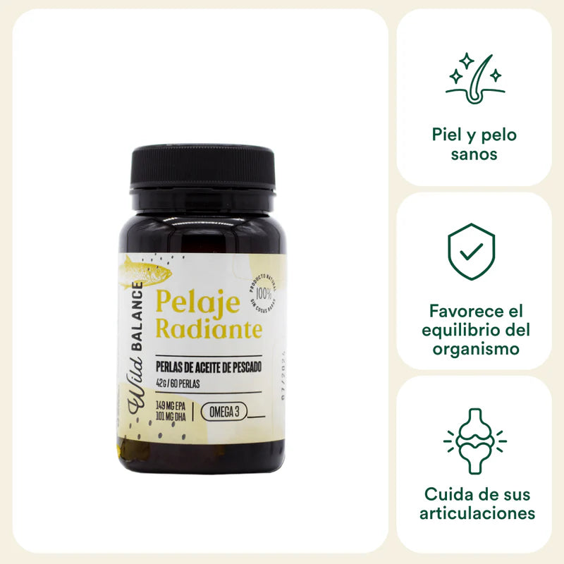 Wild balance pelaje radiante Capsulas Omega 3 de aceite de pescado