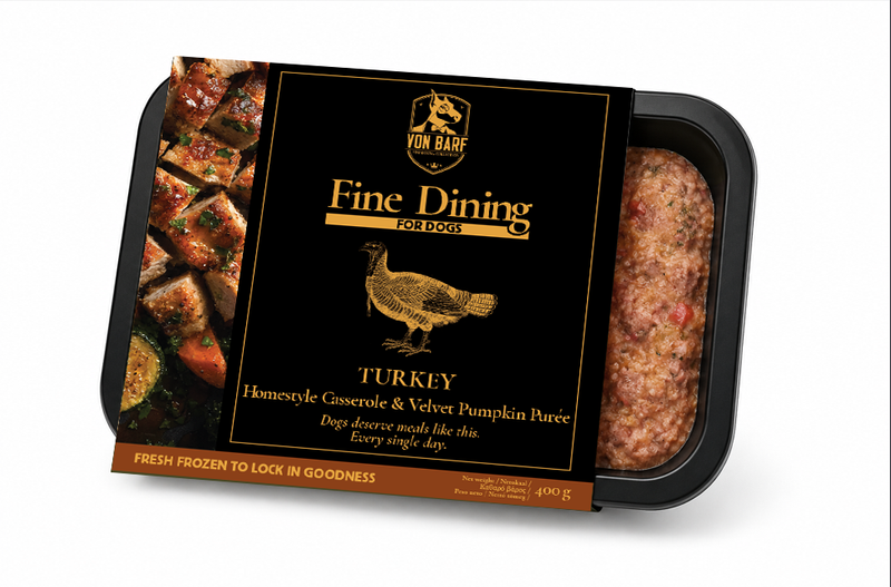 VON BARF Pavo con Calabaza – Plato Gourmet Cocinado 500g