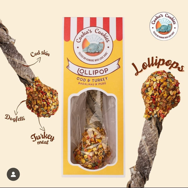 Cookas Cookies Piruleta de Bacalao y Pavo