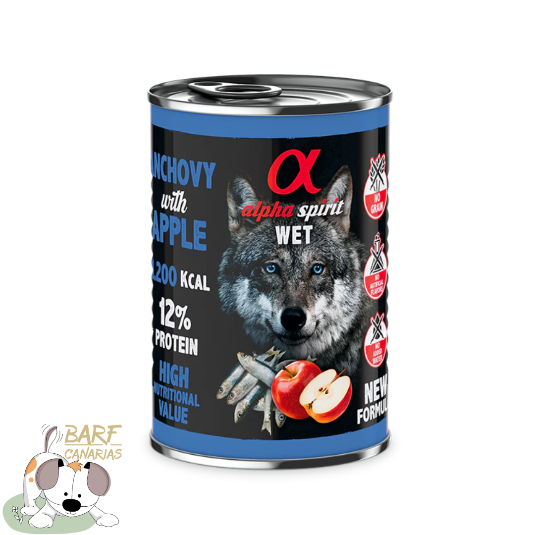 Alfa Spirit Anchoa y Manzana Roja 400gr |Barf Canarias|