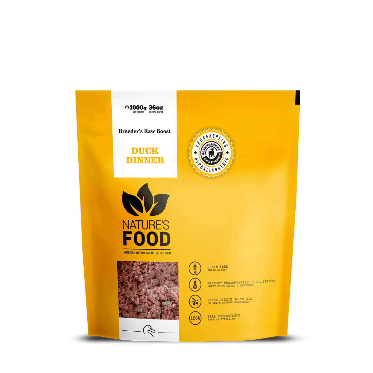 Natures foods Duck Dinner Profesional 1 kg – BARF congelado
