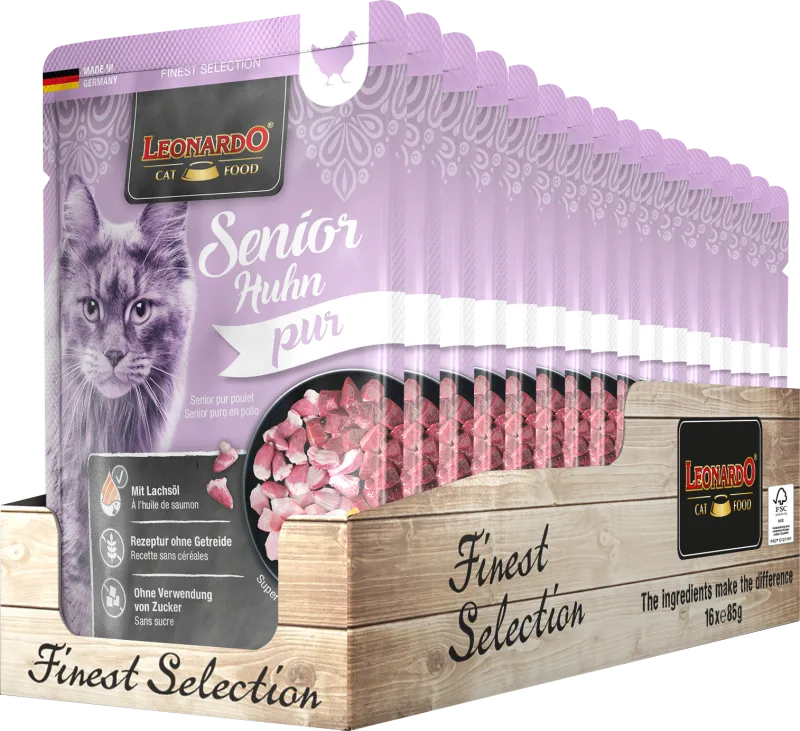 LEONARDO cat food Pate Senior Puro en pollo 85gr - Para Gatos