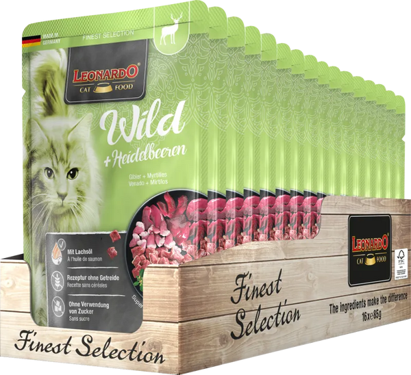 LEONARDO cat food Pate de Venado y arandanos azules 85gr - Para Gatos
