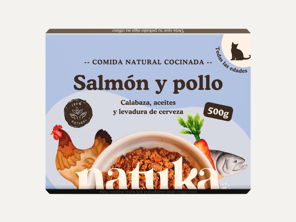 Natuka Menu COCINADO para gato de pollo y salmón 250Gr