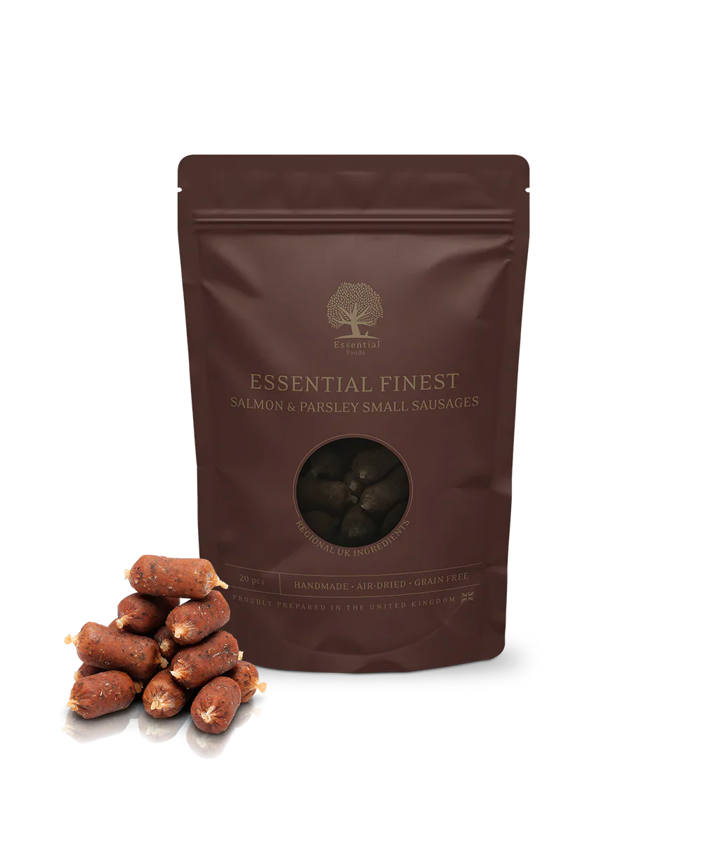 Essential foods Finest Salchichas de Salmon y perejil |Barf Canarias|