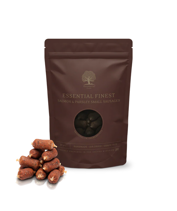 Essential foods Finest Salchichas de Salmon y perejil |Barf Canarias|