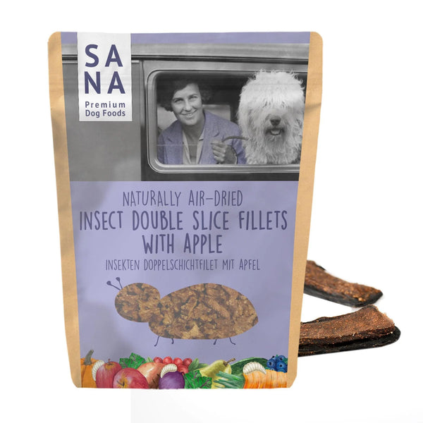 SANA DOG FOODS Filetes de insectos en rodajas dobles con manzana (100 g)