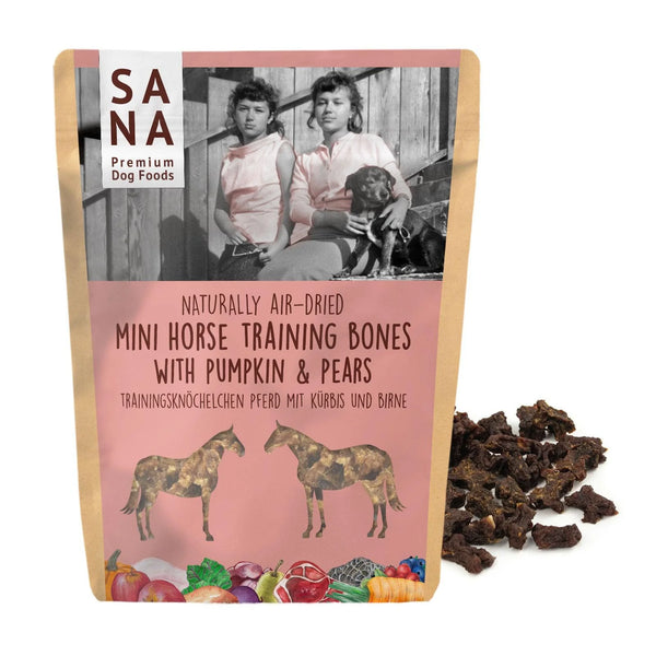 Sana dog FOODS Huesos de entrenamiento para mini caballos con calabaza y batata (100 g)