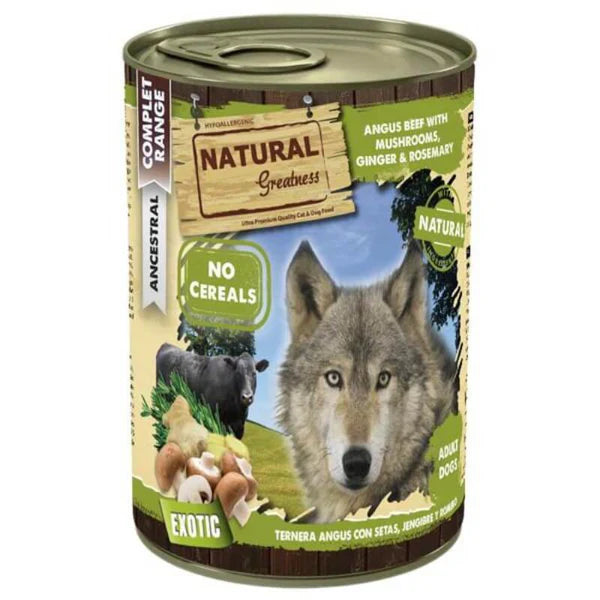 Lata Angus y champiñones Natural greatness 400gr |Barf Canarias|