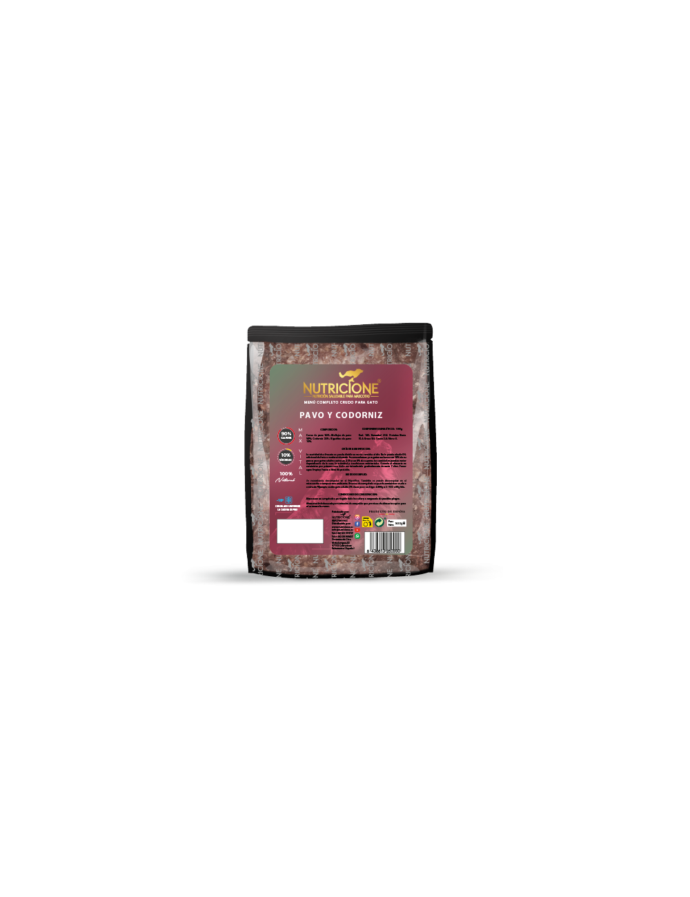 Nutricione gato pavo-codorniz 500gr |Barf Canarias|
