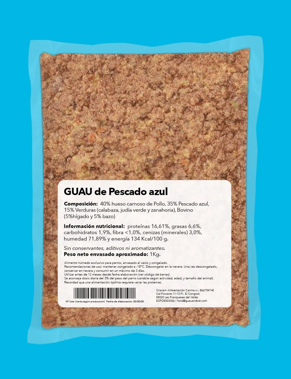 Guau and cat cocinado pollo pescado canarias 500gr