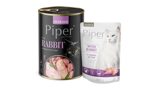 Piper Lata de Conejo alimento húmedo para gatos 400 GR