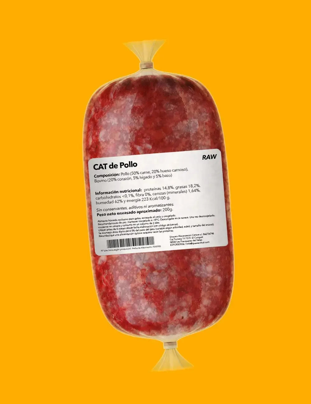 Guau and Cat Raw carne de pollo 200gr - Gatos