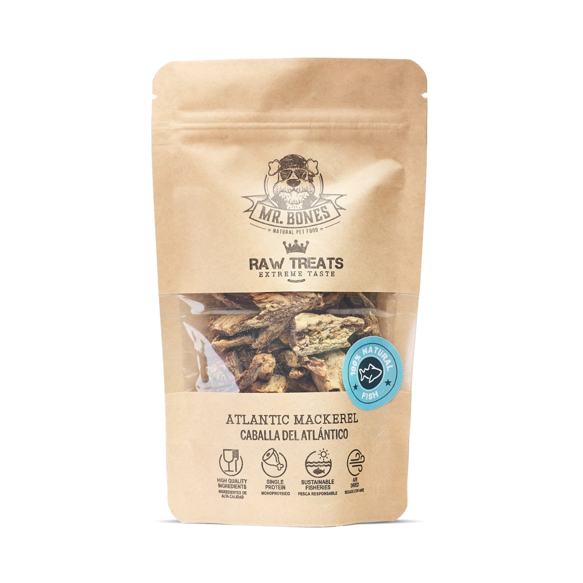 MR.BONES Raw Treats Caballa – Snack natural para perro y gato
