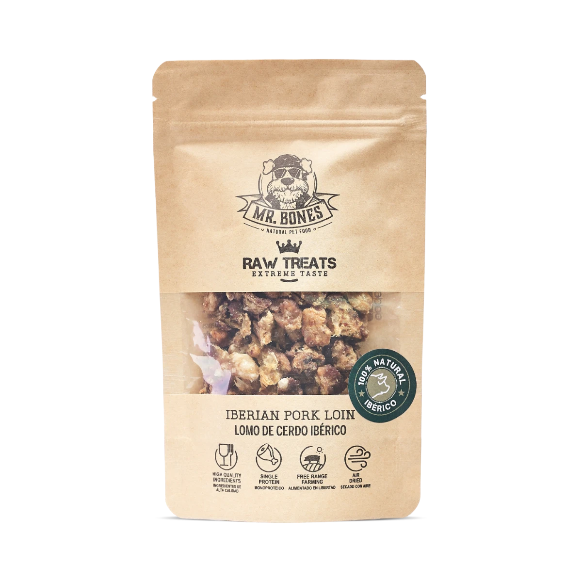 MR.BONES Raw Treats Cerdo ibérico – Snack natural para perro y gato