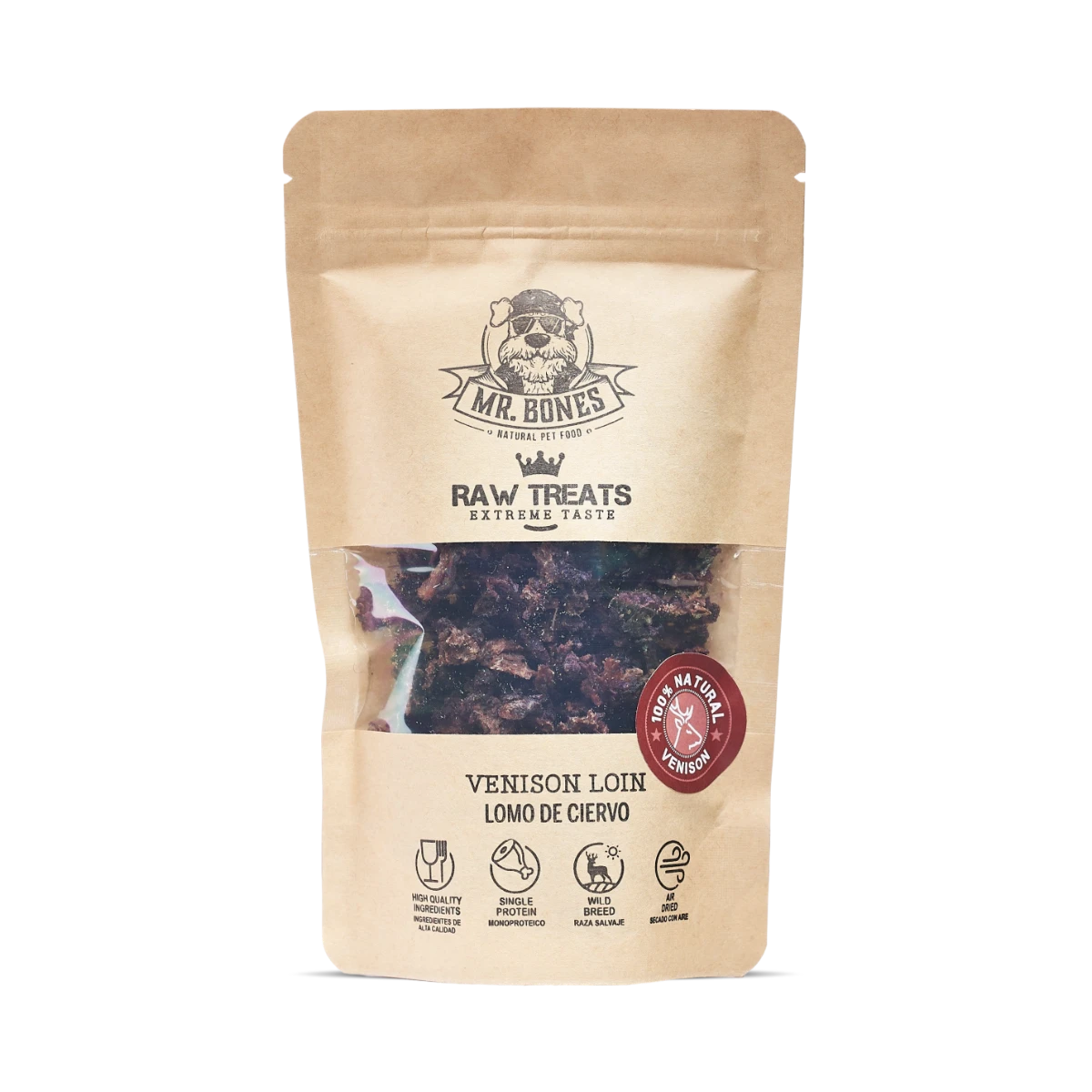 MR.BONES Raw Treats Ciervo – Snack natural para perro y gato