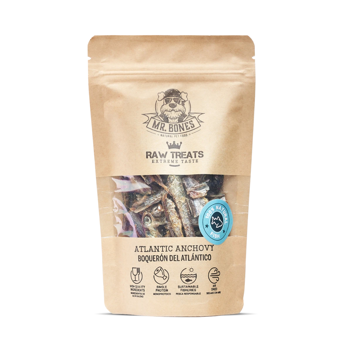 MR.BONES Raw Treats Boquerón – Snack natural para perro y gato