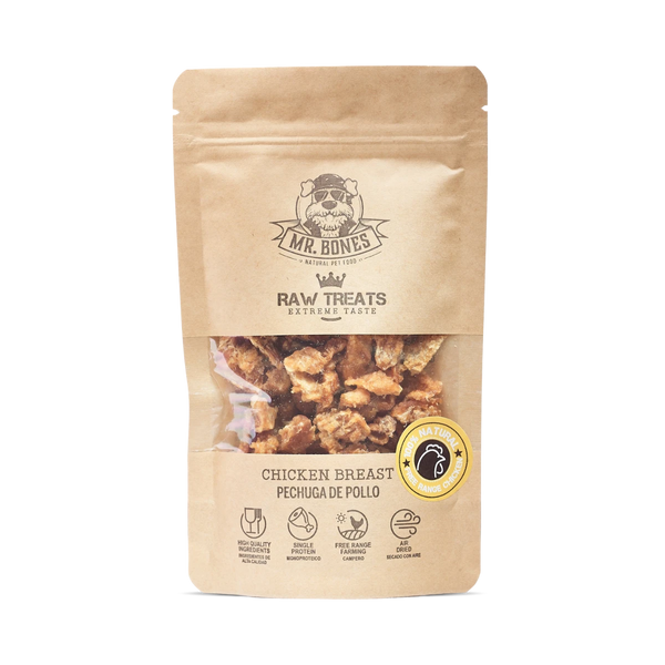 MR.BONES Raw Treats Pechuga de pollo – Snack natural para perro y gato 45gr