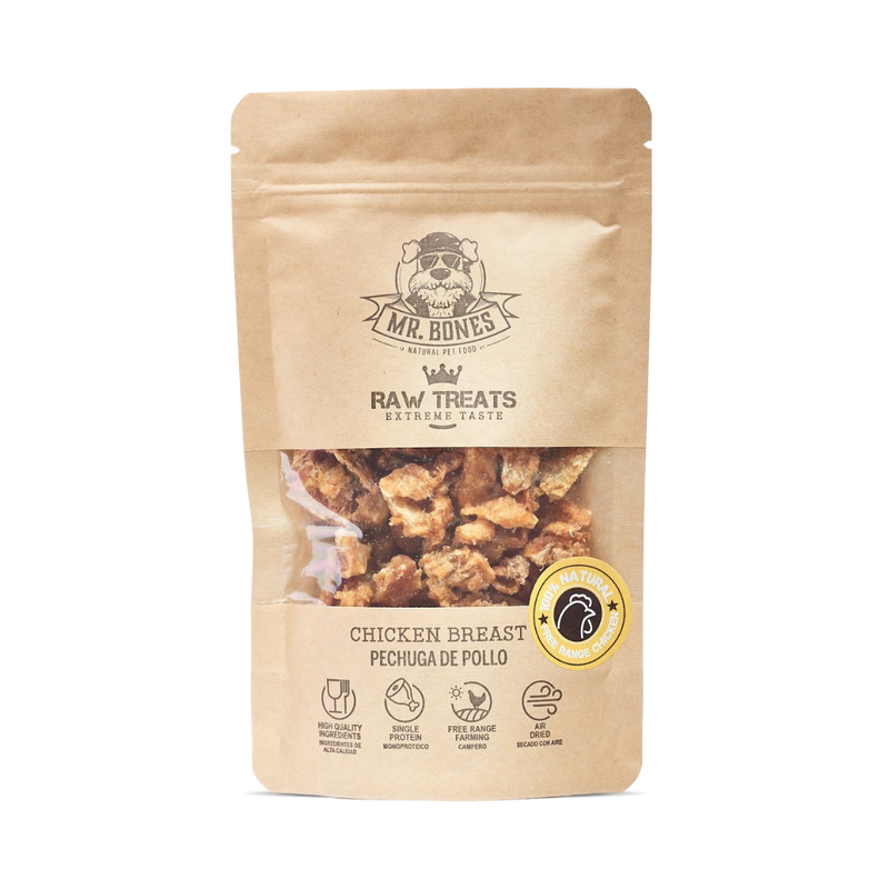 MR.BONES Raw Treats Pechuga de pollo – Snack natural para perro y gato 45gr