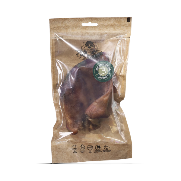 MR.BONES Oreja de cerdo ibérico para perro- Snack dental 100% Natural