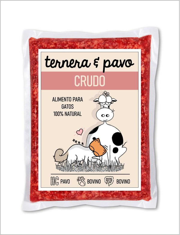 Guau and cat Raw Gato, Ternera y pavo