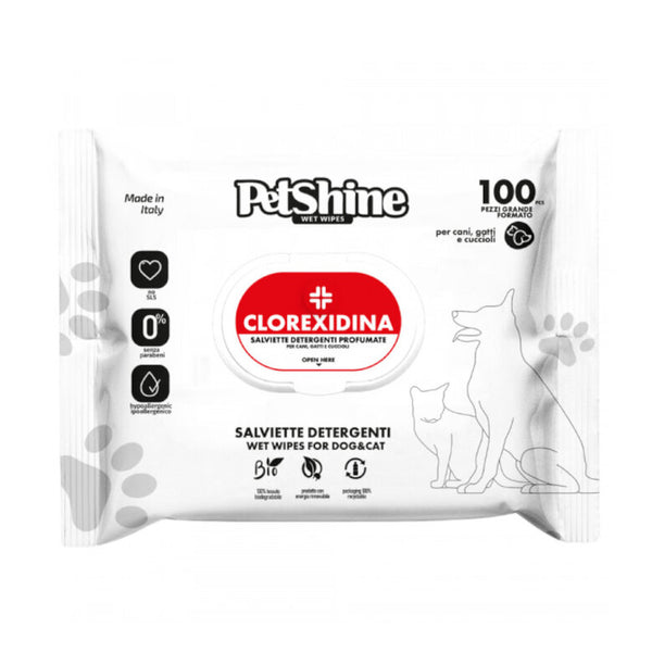 PETSHINE Toallitas Humedas con Clorexidina - Perros y Gatos