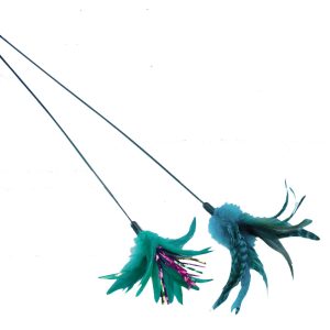 Juguete caña de gato |barf canarias| pluma azul