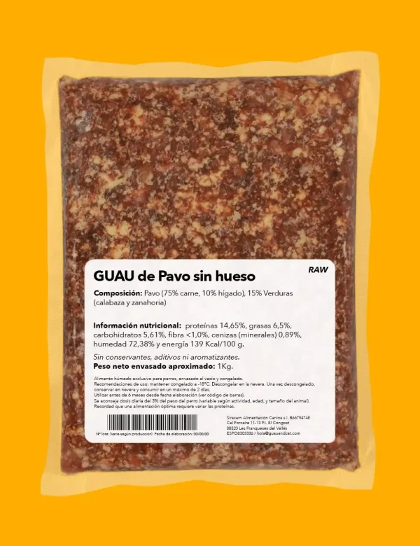 RAW Pavo sin hueso guau and cat 500g |Barf Canarias| - Imagen 2