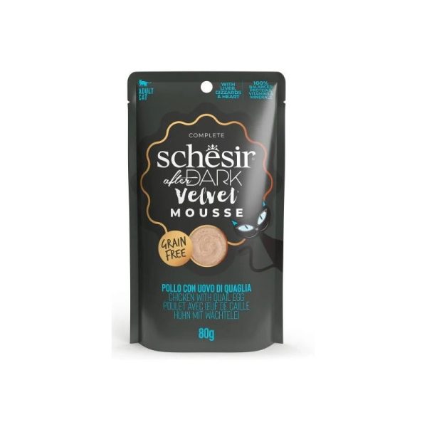 Schesir  mousse gatos pollo y huevo de codorniz  80gr